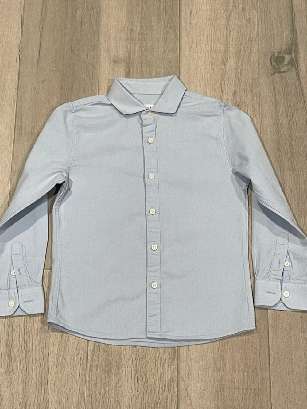 ZARA Boys Slim Fit Dress Shirt Size 7 (122 cm) Light Blue Button Down
